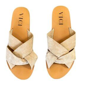 VICI Poolside Faux Suede Criss Cross Sandal Slides Women’s Sz 6 #337E